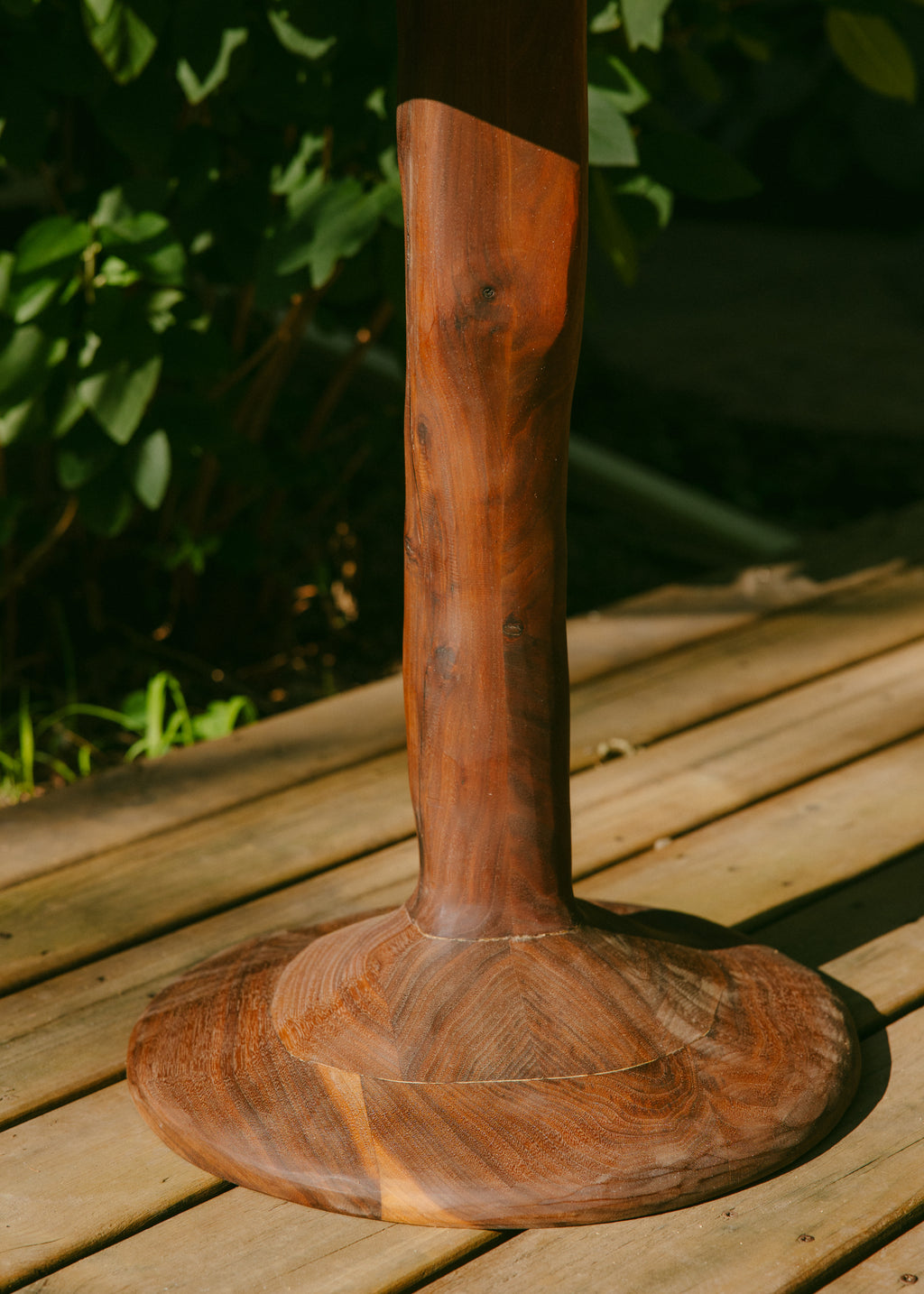 Elm cookie burl and walnut side table