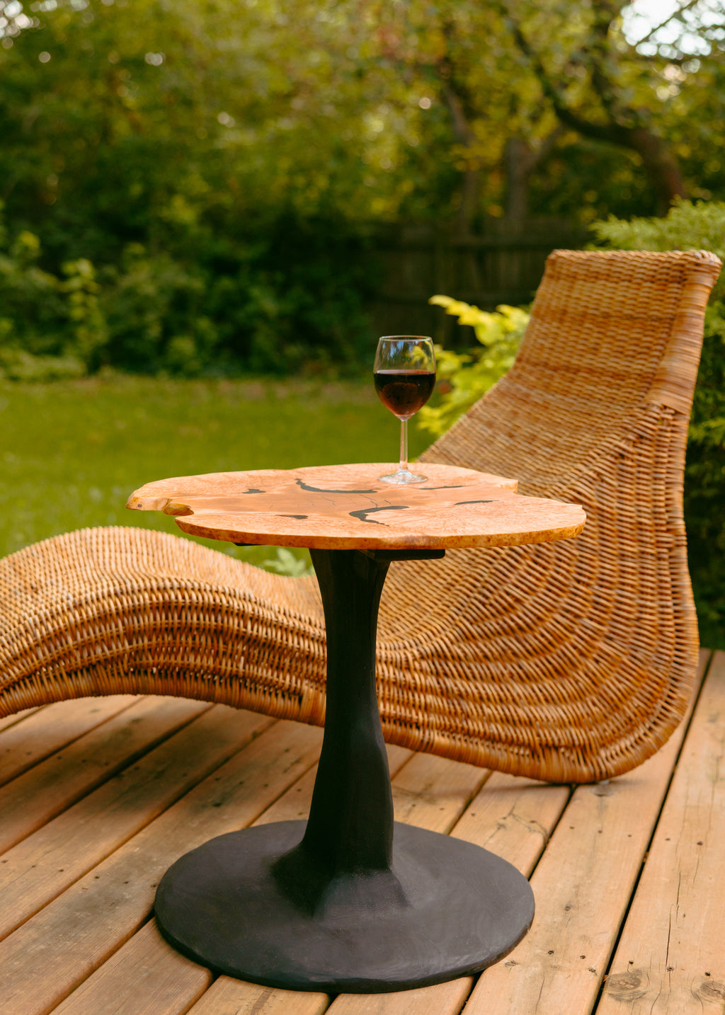 Maple burl and Dyed White Oak side table pair