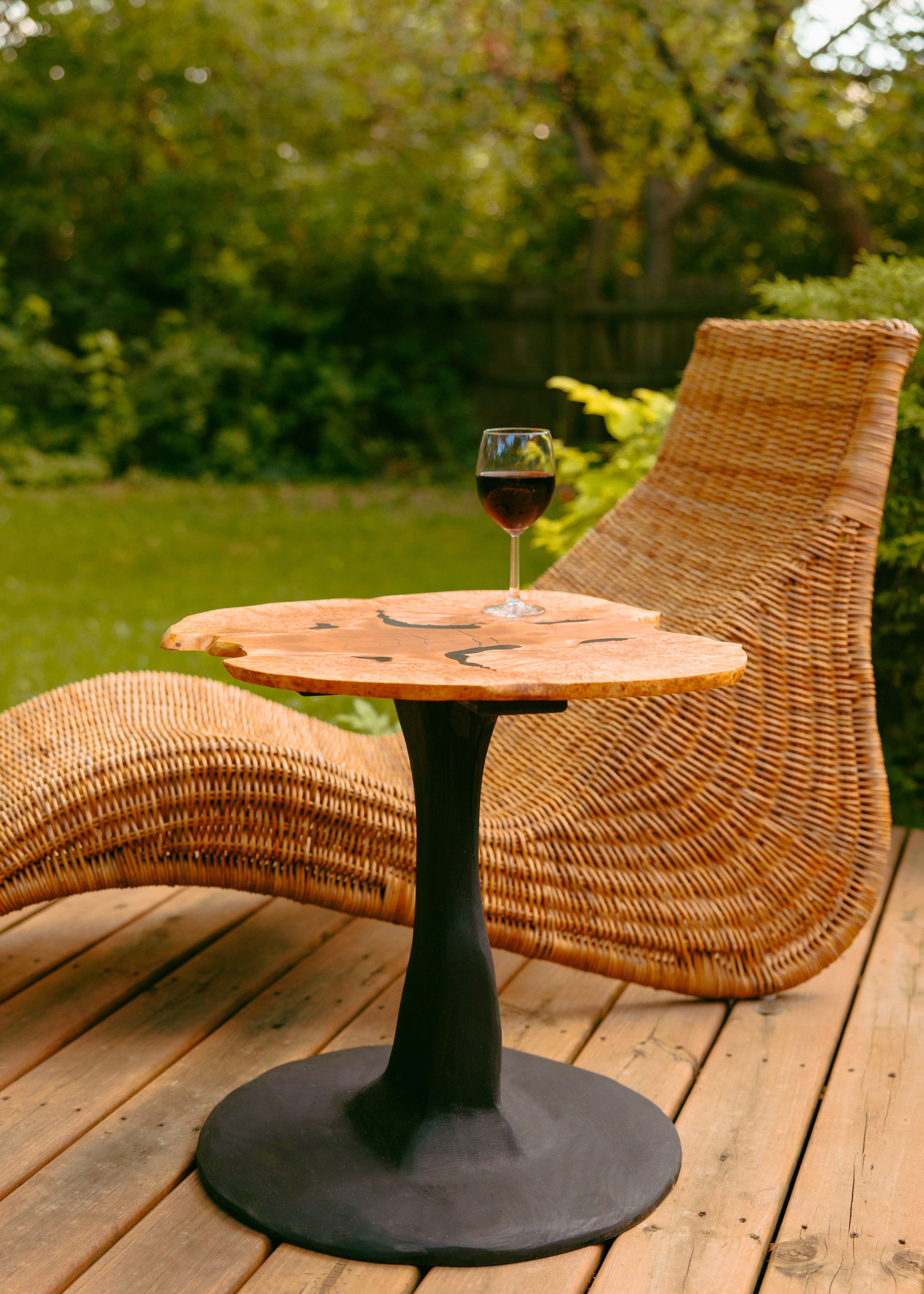 Maple burl and Dyed White Oak side table pair