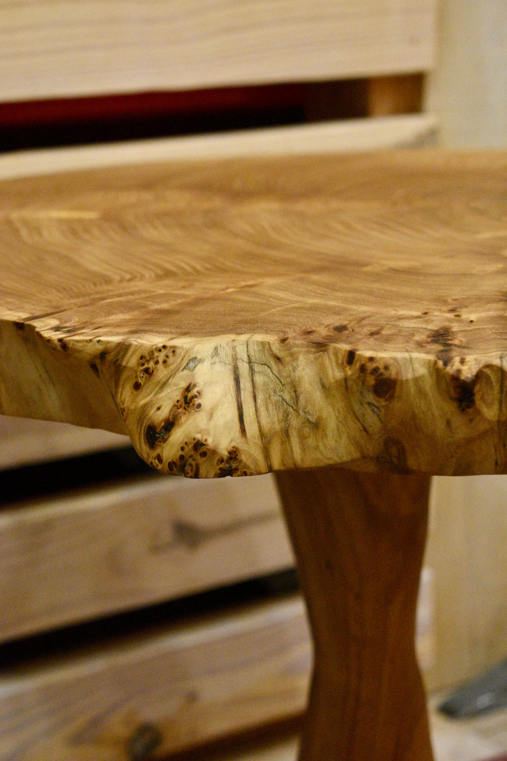 Elm cookie burl and Ash side table